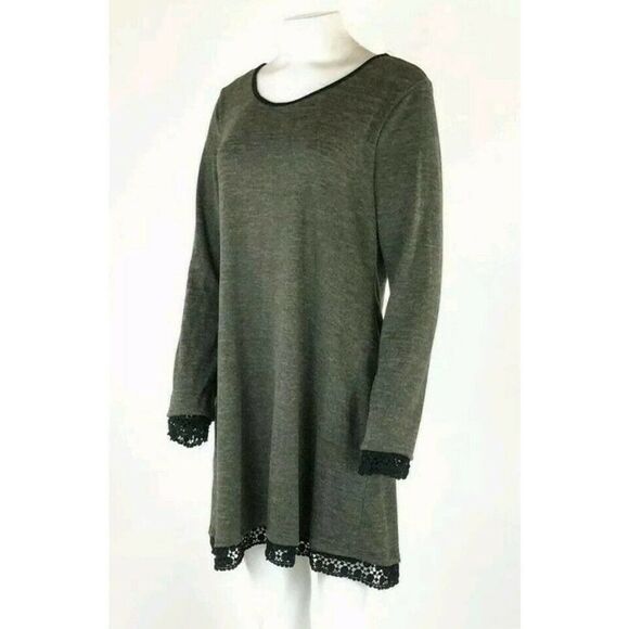 Modcloth Fervour Sweater Shift Dress Crochet Hem - Picture 2 of 4